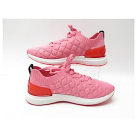 Chanel-NINE CHANEL SNEAKERS CC TRAINER G35549 CANVAS SHOES 40.5-Pink