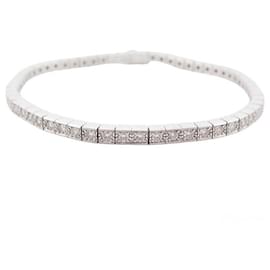 Cartier-NEW CARTIER BRACELET TENNIS STRAP WHITE GOLD 18K 62 DIAMONDS 1.56CT 16CM BANGLE-Silvery