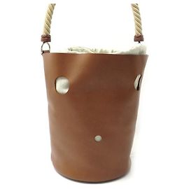 Hermès BOLSA DE MÃO HERMES SEAU MANGEOIRE EM COURO DOURADO GULLIVER Marrom