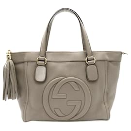 Gucci-Bolsa tote de couro Gucci Soho Interlocking G 282307 em muito bom estado-Cinza