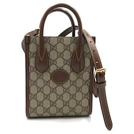 Gucci-Bolso tote Gucci Mini Interlocking G de lona 671623 en excelente estado-Castaño