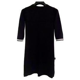 Vestido Chanel de lã e algodão preto Preto