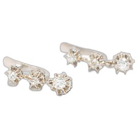 Autre Marque 19th Century Earrings in Platinum and Diamonds. Second hand Grey