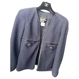 Chanel Navy Blue Wool Coat Navy blue