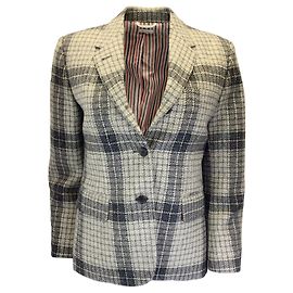 Blazer abotoado com padrão xadrez cinza Thom Browne Cinza