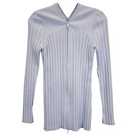 Proenza Schouler White Label Rippenstrick-Cardigan mit Reißverschluss aus hellblauer Baumwolle Blau Hellblau