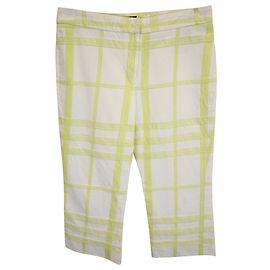 Pantaloni Capri a quadri Burberry in cotone bianco e verde Bianco
