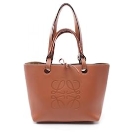 Loewe-Bolso de cuero Loewe Anagram Tote Small A717S72X02 en muy buen estado-Castaño