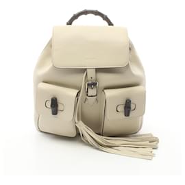 Gucci-Mochila de cuero Gucci Bamboo 370833 en muy buen estado-Blanco