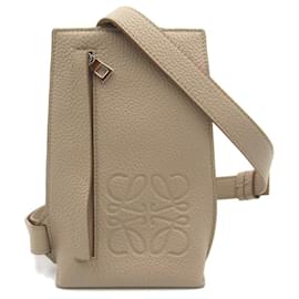 Loewe-Bolsa de ombro de couro Loewe Vertical T Pocket C500P02X02 em ótimo estado-Marrom