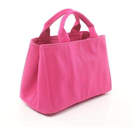 Prada-Bolsa Tote Mini Canapa da Prada em lona BN2439 em ótimo estado-Rosa