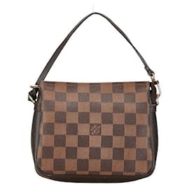 Louis Vuitton-Pochette de maquillage Louis Vuitton Damier Sac à épaule N51982 en cuir PVC marron en très bon état-Marron