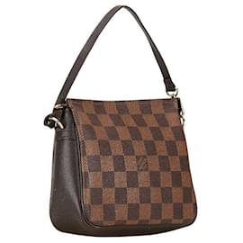 Louis Vuitton-Pochette de maquillage Louis Vuitton Damier Sac à épaule N51982 en cuir PVC marron en très bon état-Marron