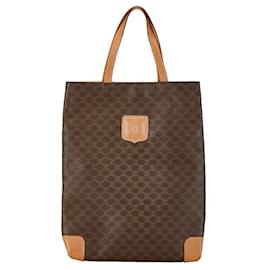 Céline-Celine Macadam PVC Leather Tote Bag in Very Good Condition-Brown