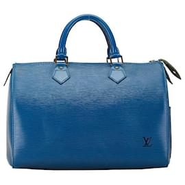 Louis Vuitton-Sac à main en cuir Louis Vuitton Epi Speedy 30 M43005 en très bon état-Bleu