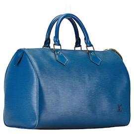 Louis Vuitton-Sac à main en cuir Louis Vuitton Epi Speedy 30 M43005 en très bon état-Bleu