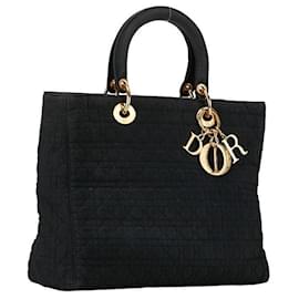 Dior-Dior Lady Dior Handbag Canvas Nylon Black in Good Condition-Black