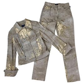 Conjunto de calça dourada vintage Christian Lacroix Dourado