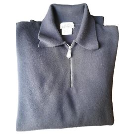 Hermès Langarm-Pullover aus Kaschmir mit Truckerkragen Schwarz