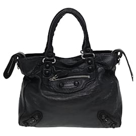 Balenciaga-BALENCIAGA The City Hand Bag Leather 2way Black 258045 Auth ki4577-Black