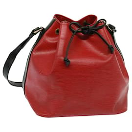 Louis Vuitton-LOUIS VUITTON Epi Petit Noe Shoulder Bag Bicolor Black Red M44172 LV Auth 78742-Black,Red