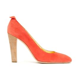 Chanel-Chanel Heels EU39.5 Orange Suede Pumps US8.5 UK6-Orange