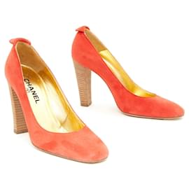 Chanel-Chanel Heels EU39.5 Orange Suede Pumps US8.5 UK6-Orange