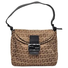 Fendi-Fendi Zucca Mamma Baguette Shoulder Bag-Brown