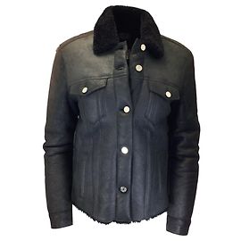 Schwarze Lederjacke RtA Harmony Schwarz