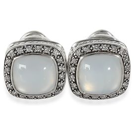Brinco Albion David Yurman com quartzo lunar e diamantes em prata esterlina 0,6 CTW Prata Metálico