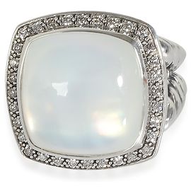 David Yurman Albion Ring With Moon Quartz & Diamonds in Sterling Silver 0.33 CTW Silvery Metallic