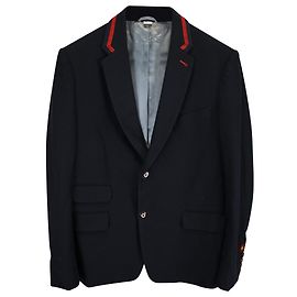 Blazer Gucci Cambridge Blind for Love com aplique e acabamento em gros-grain em algodão azul marinho Azul Azul marinho