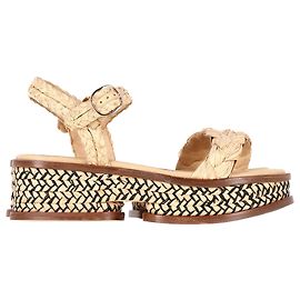 Gabriela Hearst + Clergerie Michael Platform Sandals In Beige Raffia Beige