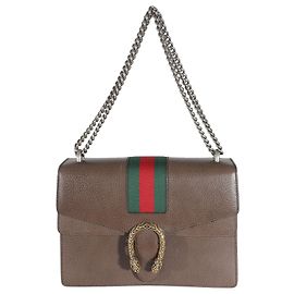 Gucci Marrom Couro Texturizado de Bezerro Web Médio Dionysus Marrom
