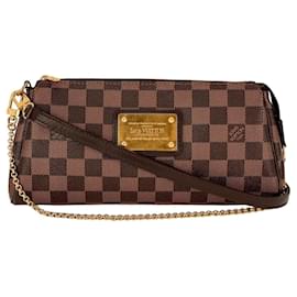 Louis Vuitton-Sac à bandoulière croisé Eva Damier Ebene en toile Louis Vuitton-Marron