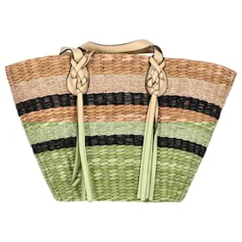 Ulla Johnson-Ulla Johnson Seaview Day Basket Bag in Brown Straw-Brown,Red