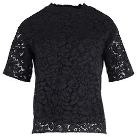 Joseph Short Sleeve Lace Top in Black Polyester Black