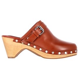 Isabel Marant Titya Clogs in Brown Leather  Brown