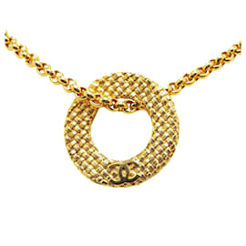 Chanel-Chanel Gold Gold Plated Round Pendant Necklace-Golden