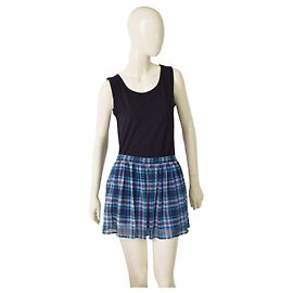 Autre Marque Jupe mini plissée à carreaux bleus Hollister Taille L Bleu
