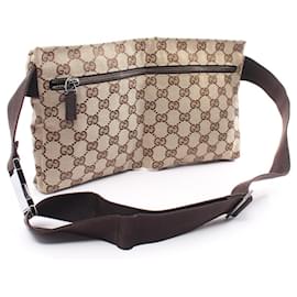 Gucci-Bolsa de cinto em lona Gucci GG 28566 em muito bom estado-Marrom