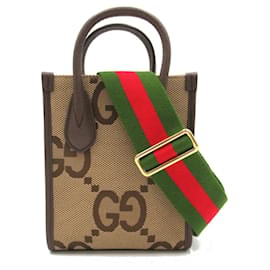 Gucci-Bolso tote mini de lona Gucci Jumbo GG 699406 en excelente estado-Castaño