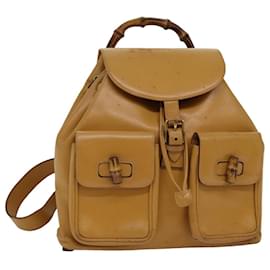 Gucci-GUCCI Bamboo Backpack Leather Yellow 003 2058 0016 Auth th5025-Yellow