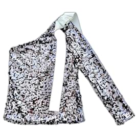 MSGM Silver Sequins Top Silvery