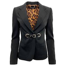 Dolce & Gabbana-Dolce & Gabbana Black Blazer with Patent Buckle-Black