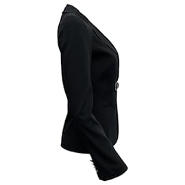 Dolce & Gabbana-Dolce & Gabbana Black Blazer with Patent Buckle-Black