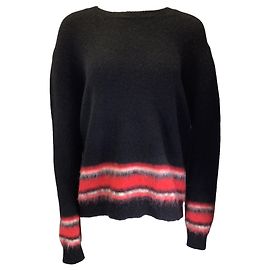 Givenchy schwarzer / roter Mohair-Pullover mit langen Ärmeln Schwarz