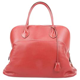 Hermès-HERMES Bolide 40 Sikkim Rouge Sac à main Finitions Métalliques Argentées-Rouge