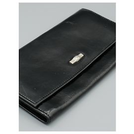Longchamp Cartera de cuero negro Negro