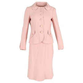 Moschino Cheap and Chic Blazer- und Rock-Set aus rosa Wolle Braun Pink